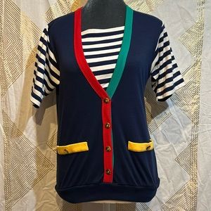 Vintage Laura Gayle primary colors color block with nautical striped tee fabric